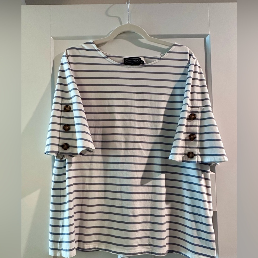 Duffield Lane Lavender and White Striped Tee